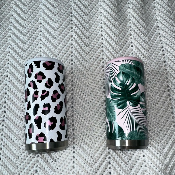 Two Decorative Skinny Can Coozies- palms trees and animal print - Picture 1 of 6